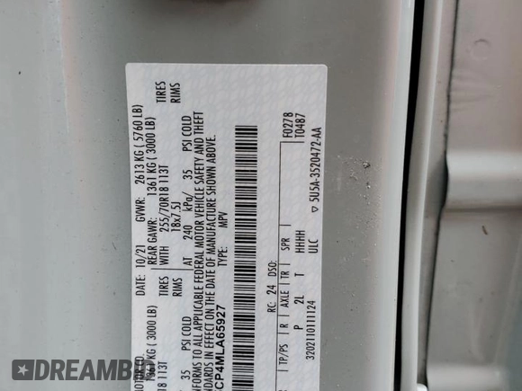 2021 Ford Bronco z VIN 1FMDE5CP4MLA65927, wystawiony jako Copart lot #74809974 z przebiegiem 41 296 mil mil oraz Nie do naprawy • Non repairable. Historia ofert i sprzedaży dostępna na DreamBid. Obrazek 14.