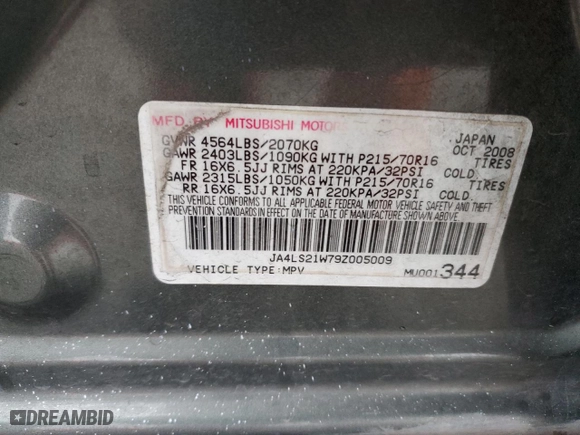 2009 Mitsubishi Outlander ES with VIN JA4LS21W79Z005009, listed as a Copart auction lot 84330364 with 179,971 mi miles and Clean Title. Bid and sale history available at carsss.com. Image 13.