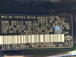 2011 Toyota Corolla L with VIN 2T1BU4EE4BC714196, listed as a IAAI auction lot 41759473 with 128,946 mi miles. Bid and sale history available at carsss.com. Image 9.