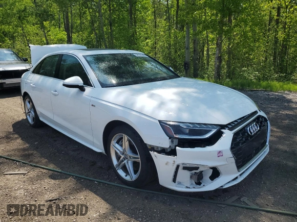 2020 Audi A4 Premium Plus with VIN WAUENAF48LA043648, listed as a Copart auction lot 58335355 with 33,101 mi miles and Salvage title. Bid and sale history available at DreamBid. Image 4.