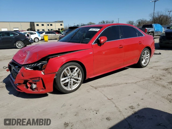 2023 Audi A4 S line Premium Plus z VIN WAUEAAF43PN002886, wystawiony jako Copart lot #48622645 z przebiegiem 37 752 mil mil oraz Szkoda całkowita • Salvage title. Historia ofert i sprzedaży dostępna na DreamBid. Obrazek 1.