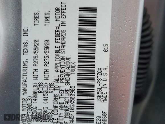 2016 Toyota Tundra 4WD Truck Platinum with VIN 5TFAW5F10GX500905, listed as a Copart auction lot 71201034 with 115,886 mi miles and Salvage Title. Bid and sale history available at carsss.com. Image 12.