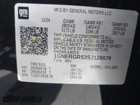 2025 Chevrolet Traverse FWD LT with VIN 1GNERGRS3SJ128679, listed as a IAAI auction lot 42596196 with 28,967 mi miles and . Bid and sale history available at DreamBid. Image 9.