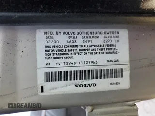 2000 Volvo S80 with VIN YV1TS94D1Y1127963, listed as a Copart auction lot 50544615 with 133,141 mi miles and Salvage Title. Bid and sale history available at carsss.com. Image 12.
