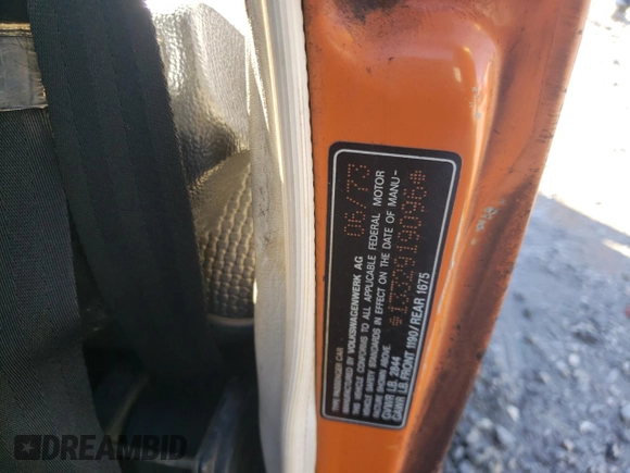 1973 Volkswagen Beetle with VIN 1332919096, listed as a Copart auction lot 81315254 with 53,111 mi miles and Salvage Title. Bid and sale history available at DreamBid. Image 12.