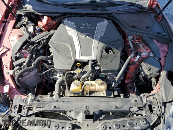 2018 Infiniti Q50 Red Sport 400 with VIN JN1FV7AP1JM460510, listed as a Copart auction lot 53756065 with Not provided miles and Salvage title. Bid and sale history available at DreamBid. Image 11.