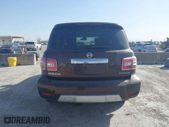 2017 Nissan Armada Platinum with VIN JN8AY2NF1H9302575, listed as a IAAI auction lot 41826613 with 109,914 mi miles. Bid and sale history available at carsss.com. Image 16.