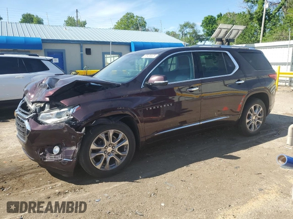 2018 Chevrolet Traverse Premier z VIN 1GNERKKW3JJ127918, wystawiony jako Copart lot #55438525 z przebiegiem 134 336 mil mil oraz Szkoda całkowita • Salvage title. Historia ofert i sprzedaży dostępna na DreamBid. Obrazek 1.