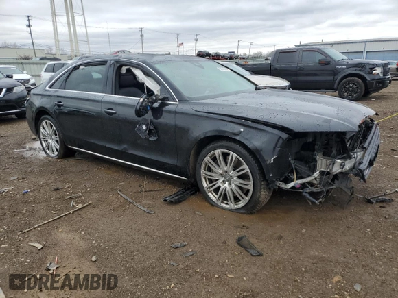 2014 Audi A8 4.0T with VIN WAUR2AFD5EN004618, listed as a Copart auction lot 50796255 with Not provided miles and Salvage title. Bid and sale history available at DreamBid. Image 4.