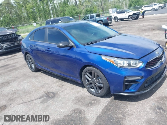 2021 Kia Forte GT-Line with VIN 3KPF34AD5ME280232, listed as a IAAI auction lot 42469251 with 33,275 mi miles and . Bid and sale history available at DreamBid. Image 1.