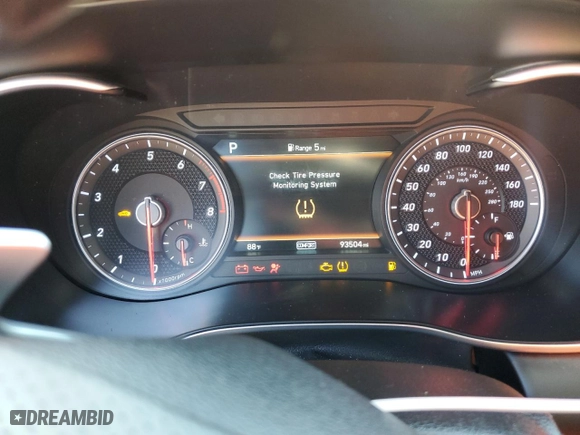2020 Genesis G70 3.3T with VIN KMTG34LEXLU057731, listed as a Copart auction lot 48794325 with 93,504 mi miles and Salvage Title. Bid and sale history available at carsss.com. Image 9.