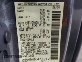 2009 Nissan Frontier SE z VIN 1N6AD06W69C423212, wystawiony jako Copart lot #88450055 z przebiegiem 173 199 mil mil oraz Czysty tytuł • Clean title. Historia ofert i sprzedaży dostępna na DreamBid. Obrazek 12.