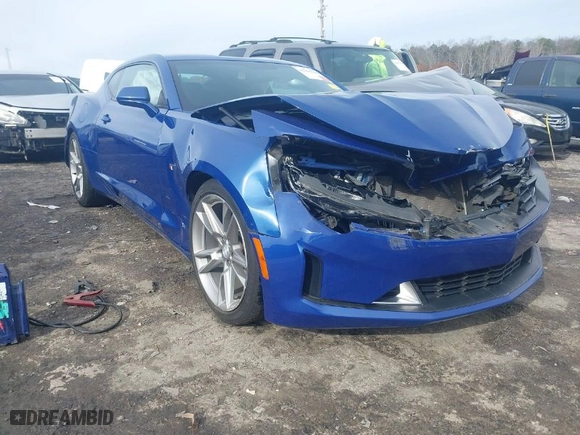 2021 Chevrolet Camaro 1LT with VIN 1G1FB1RX6M0134844, listed as a IAAI auction lot 41059096 with 130989 miles. Bid and sale history available at carsss.com. Image 1.