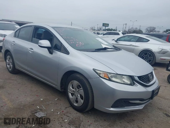 2013 Honda Civic LX with VIN 2HGFB2F54DH593805, listed as a IAAI auction lot 41561436 with 139,651 mi miles and . Bid and sale history available at DreamBid. Image 1.