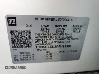 2023 Chevrolet Tahoe Commercial with VIN 1GNSCLED2PR429361, listed as a Copart auction lot 54064925 with 33,475 mi miles and Salvage title. Bid and sale history available at DreamBid. Image 13.