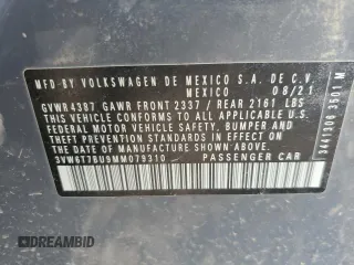 2021 Volkswagen Jetta S with VIN 3VW6T7BU9MM079310, listed as a Copart auction lot 51302495 with 66,066 mi miles and Salvage title. Bid and sale history available at DreamBid. Image 15.