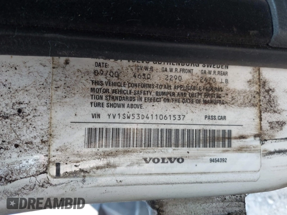 2001 Volvo V70 с VIN YV1SW53D411061537, выставлен на аукционе IAAI как лот 42397688 с пробегом 216 520 миль миль и . История ставок и продаж доступна на DreamBid. Изображение 9.