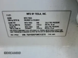 2022 Tesla Model Y Performance with VIN 7SAYGDEF5NF313270, listed as a Copart auction lot 78225584 with 41,166 mi miles and Salvage title. Bid and sale history available at DreamBid. Image 12.