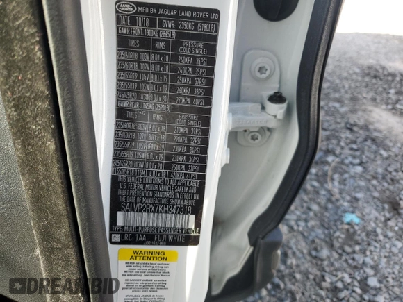 2019 Land Rover Range Rover Evoque SE with VIN SALVP2RX7KH347318, listed as a Copart auction lot 83354844 with 69,452 mi miles and Salvage Title. Bid and sale history available at carsss.com. Image 15.