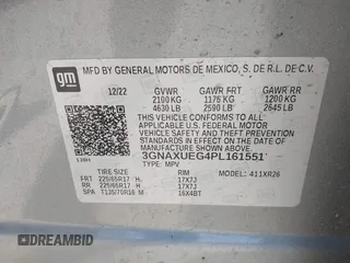 2023 Chevrolet Equinox LT with VIN 3GNAXUEG4PL161551, listed as a IAAI auction lot 42188053 with 18,139 mi miles and . Bid and sale history available at DreamBid. Image 9.