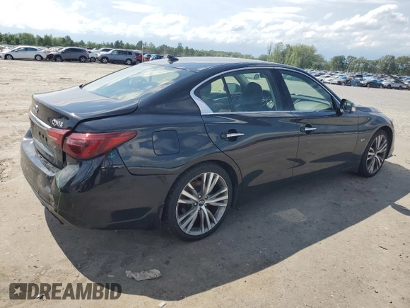 2018 Infiniti Q50 Luxe with VIN JN1EV7AR9JM436131, listed as a Copart auction lot 61730475 with 121,452 mi miles and Salvage title. Bid and sale history available at DreamBid. Image 3.