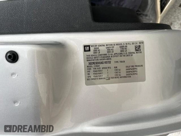 2010 Chevrolet Silverado 1500 LT with VIN 3GCRCSEA5AG185722, listed as a Copart auction lot 89395615 with 190,231 mi miles and Clean Title. Bid and sale history available at DreamBid. Image 10.
