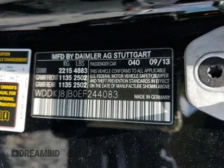 2014 Mercedes-Benz E 350 with VIN WDDKJ8JB0EF244083, listed as a Copart auction lot 56137435 with 77,925 mi miles and Salvage Title. Bid and sale history available at DreamBid. Image 12.