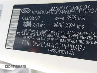 2023 Hyundai Elantra SEL with VIN 5NPLM4AG3PH103172, listed as a IAAI auction lot 41229760 with 36,644 mi miles and . Bid and sale history available at DreamBid. Image 9.