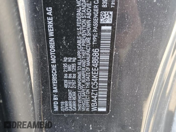 2019 BMW 4 Series 430i z VIN WBA4Z1C54KEE48686, wystawiony jako Copart lot #75761944 z przebiegiem Nie podano mil oraz Nie do naprawy • Non repairable. Historia ofert i sprzedaży dostępna na DreamBid. Obrazek 13.