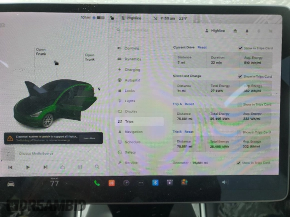 2018 Tesla Model 3 Long Range Battery with VIN 5YJ3E1EB9JF075202, listed as a Copart auction lot 87616115 with 76,881 mi miles and Salvage Title. Bid and sale history available at DreamBid. Image 9.