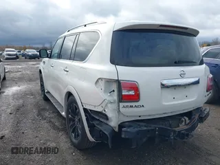 2019 Nissan Armada Platinum with VIN JN8AY2NE8K9757454, listed as a IAAI auction lot 37941190 with 43,549 mi miles. Bid and sale history available at carsss.com. Image 3.