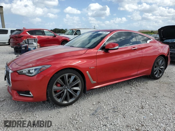 2018 Infiniti Q60 Red Sport 400 z VIN JN1FV7EL4JM630771, wystawiony jako Copart lot #47432165 z przebiegiem 50 815 mil mil oraz Nie do naprawy • Non repairable. Historia ofert i sprzedaży dostępna na DreamBid. Obrazek 1.