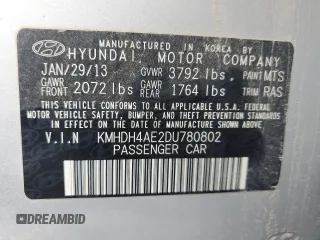 2013 Hyundai Elantra Limited with VIN KMHDH4AE2DU780802, listed as a Copart auction lot 56385425 with 163,853 mi miles and Clean Title. Bid and sale history available at DreamBid. Image 13.