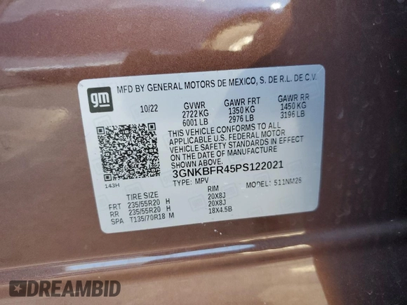 2023 Chevrolet Blazer Premier with VIN 3GNKBFR45PS122021, listed as a Copart auction lot 76521744 with Not provided miles and Non repairable. Bid and sale history available at DreamBid. Image 14.