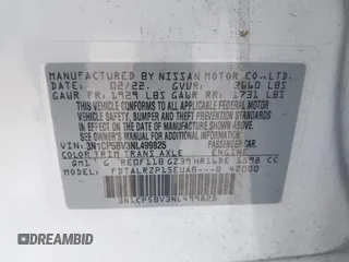 2022 Nissan Kicks S with VIN 3N1CP5BV3NL499825, listed as a IAAI auction lot 41932673 with 48,664 mi miles. Bid and sale history available at carsss.com. Image 9.