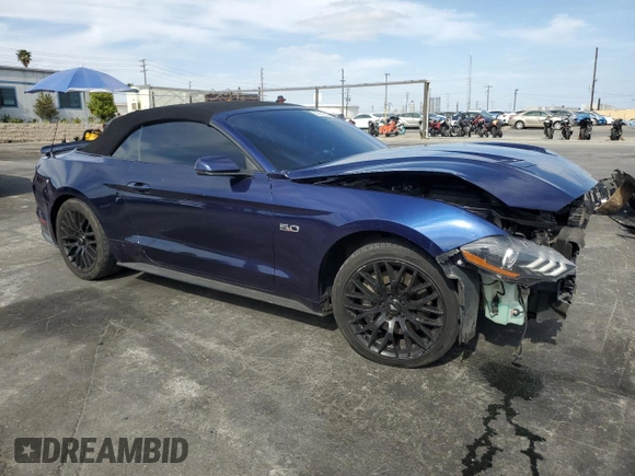 2018 Ford Mustang GT Premium with VIN 1FATP8FF0J5166385, listed as a Copart auction lot 53189035 with 93,417 mi miles and Salvage title. Bid and sale history available at DreamBid. Image 4.