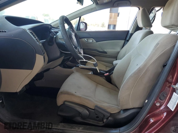 2013 Honda Civic LX with VIN 19XFB2F5XDE289467, listed as a Copart auction lot 54397985 with 201,369 mi miles and Salvage Title. Bid and sale history available at DreamBid. Image 7.