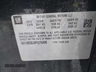 2015 Chevrolet Malibu LT with VIN 1G11D5SL9FF270436, listed as a IAAI auction lot 41863239 with 70,670 mi miles and . Bid and sale history available at DreamBid. Image 9.