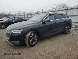 2021 Audi e-tron Premium with VIN WA1AAAGE9MB020437, listed as a Copart auction lot 43758605 with 45,607 mi miles and Salvage Title. Bid and sale history available at carsss.com. Image 1.