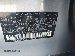 2023 Subaru Outback Limited XT with VIN 4S4BTGND8P3223816, listed as a IAAI auction lot 41728838 with 20,126 mi miles and . Bid and sale history available at DreamBid. Image 9.