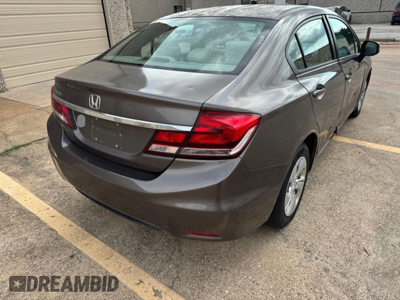 2013 Honda Civic LX with VIN 2HGFB2F56DH580635, listed as a Copart auction lot 59055755 with 52,186 mi miles and Clean title. Bid and sale history available at DreamBid. Image 4.