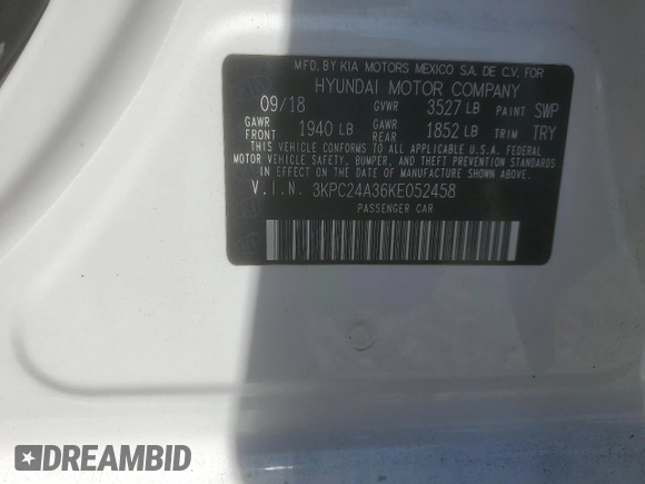 2019 Hyundai Accent SE with VIN 3KPC24A36KE052458, listed as a Copart auction lot 66455243 with 42,338 mi miles. Bid and sale history available at carsss.com. Image 15.