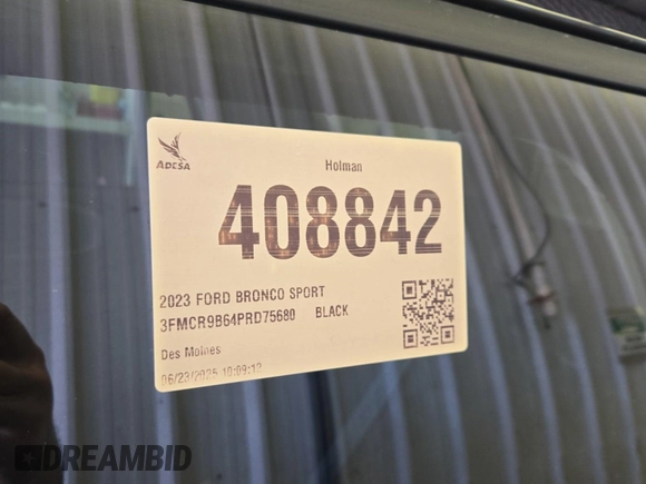 2023 Ford Bronco Sport Big Bend with VIN 3FMCR9B64PRD75680, listed as a IAAI auction lot 42665592 with 66,530 mi miles and . Bid and sale history available at DreamBid. Image 20.