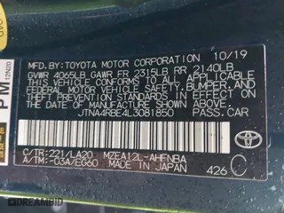 2020 Toyota Corolla Hatchback XSE with VIN JTNA4RBE4L3081850, listed as a IAAI auction lot 41435670 with 39,868 mi miles. Bid and sale history available at carsss.com. Image 9.
