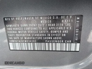 2012 Volkswagen Jetta S with VIN 3VW2K7AJ5CM334283, listed as a IAAI auction lot 42677509 with 161,576 mi miles and . Bid and sale history available at DreamBid. Image 9.