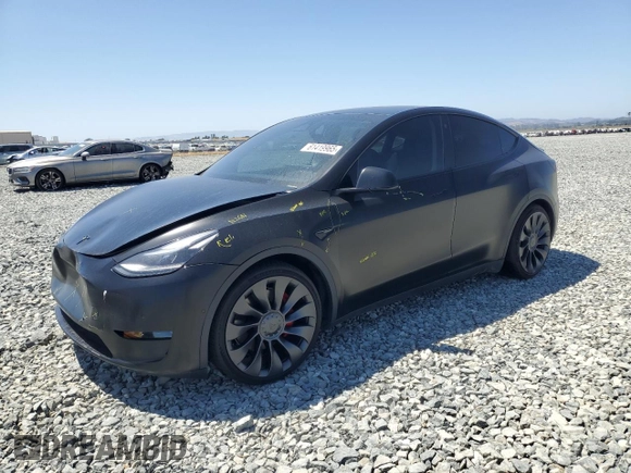 2022 Tesla Model Y Performance with VIN 7SAYGDEF8NF492954, listed as a Copart auction lot 61419965 with 24,885 mi miles and Salvage title. Bid and sale history available at DreamBid. Image 1.