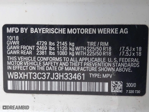 2018 BMW X1 xDrive28i with VIN WBXHT3C37J3H33461, listed as a IAAI auction lot 40997589 with 1 mi miles. Bid and sale history available at carsss.com. Image 9.