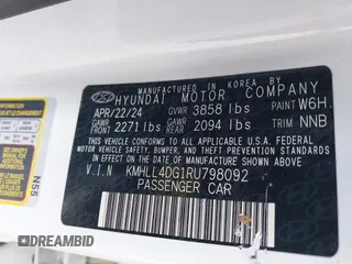 2024 Hyundai Elantra SE z VIN KMHLL4DG1RU798092, wystawiony jako IAAI lot #41985256 z przebiegiem 24 940 mil mil oraz . Historia ofert i sprzedaży dostępna na DreamBid. Obrazek 9.