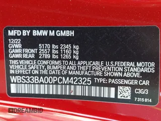 2023 BMW M4 Competition xDrive z VIN WBS33BA00PCM42325, wystawiony jako IAAI lot #42029574 z przebiegiem 22 610 mil mil oraz . Historia ofert i sprzedaży dostępna na DreamBid. Obrazek 9.