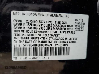 2017 Acura MDX w/Advance Pkg with VIN 5FRYD4H80HB001699, listed as a Copart auction lot 42324475 with 146,707 mi miles and Salvage Title. Bid and sale history available at carsss.com. Image 13.